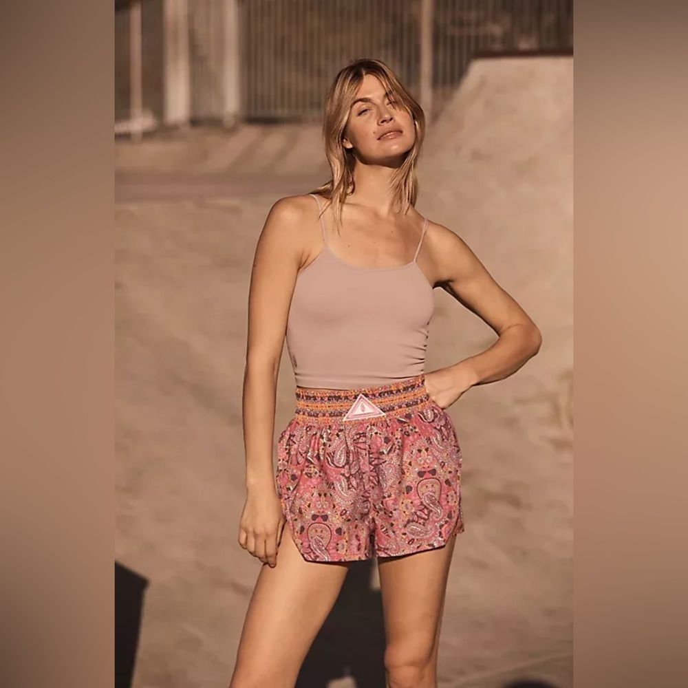 Free People Movement Next Round Pink Paisley Shorts size small